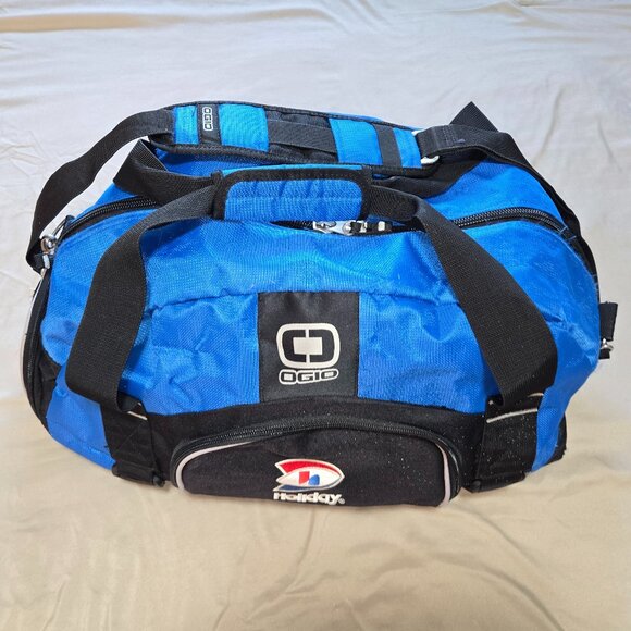 Ogio Brand Duffle Bag w/Holiday Logo, Black/Blue, Shoe pocket, 22" Length